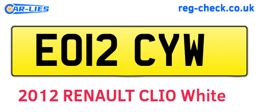 EO12CYW are the vehicle registration plates.