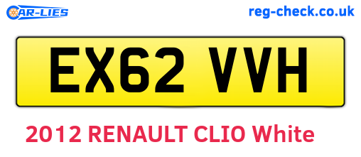 EX62VVH are the vehicle registration plates.