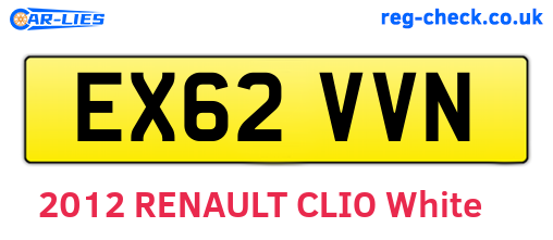 EX62VVN are the vehicle registration plates.