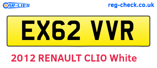 EX62VVR are the vehicle registration plates.