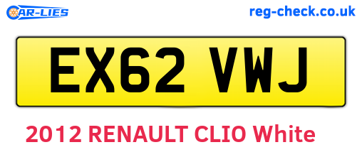 EX62VWJ are the vehicle registration plates.