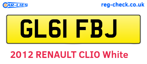 GL61FBJ are the vehicle registration plates.