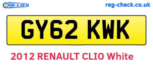 GY62KWK are the vehicle registration plates.