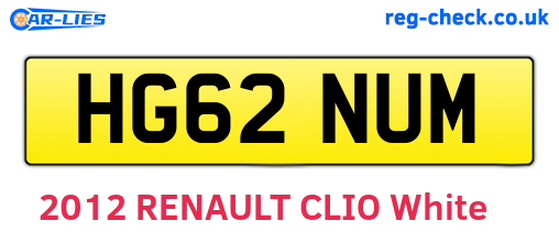 HG62NUM are the vehicle registration plates.