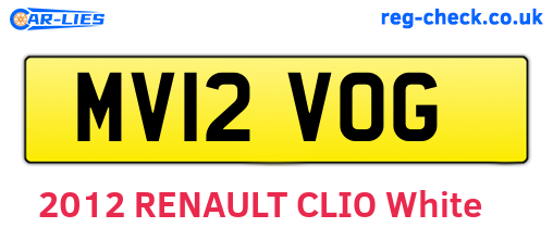 MV12VOG are the vehicle registration plates.
