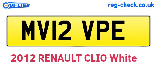 MV12VPE are the vehicle registration plates.