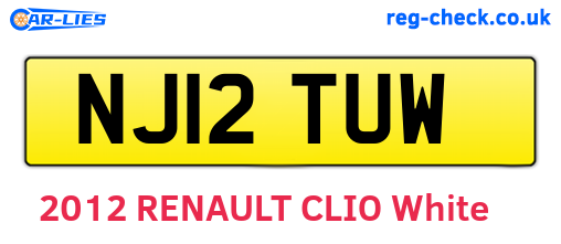 NJ12TUW are the vehicle registration plates.
