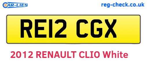 RE12CGX are the vehicle registration plates.