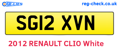 SG12XVN are the vehicle registration plates.