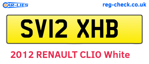 SV12XHB are the vehicle registration plates.