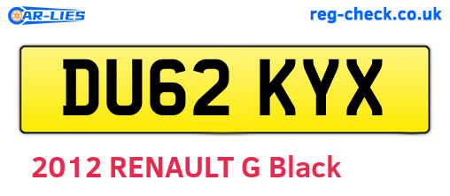 DU62KYX are the vehicle registration plates.