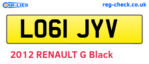 LO61JYV are the vehicle registration plates.