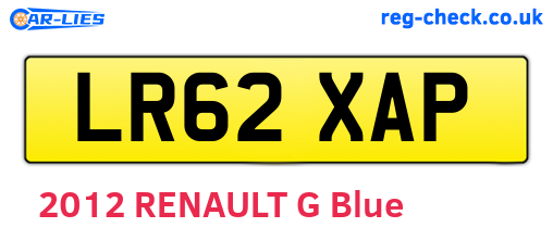 LR62XAP are the vehicle registration plates.