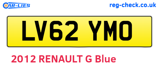 LV62YMO are the vehicle registration plates.