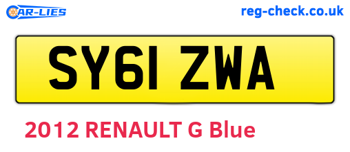 SY61ZWA are the vehicle registration plates.