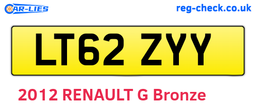 LT62ZYY are the vehicle registration plates.