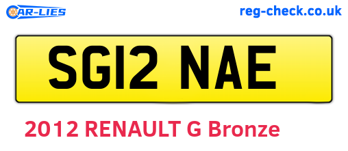 SG12NAE are the vehicle registration plates.