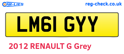 LM61GYY are the vehicle registration plates.