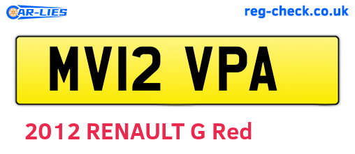 MV12VPA are the vehicle registration plates.