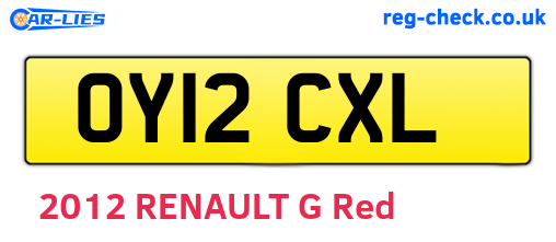 OY12CXL are the vehicle registration plates.