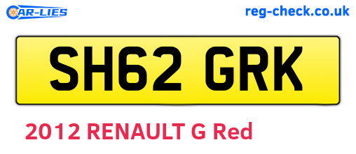 SH62GRK are the vehicle registration plates.