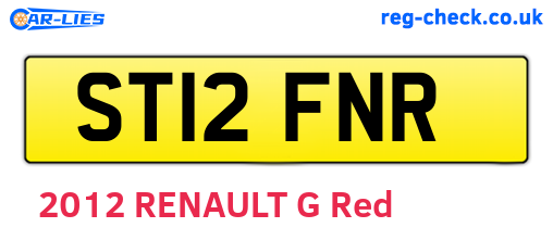 ST12FNR are the vehicle registration plates.