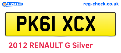 PK61XCX are the vehicle registration plates.