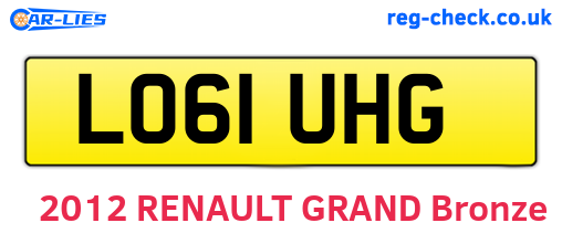LO61UHG are the vehicle registration plates.