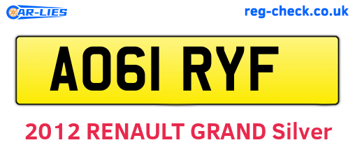 AO61RYF are the vehicle registration plates.
