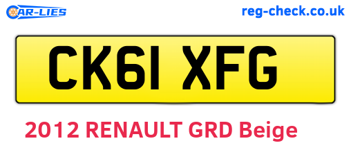 CK61XFG are the vehicle registration plates.