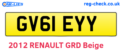 GV61EYY are the vehicle registration plates.