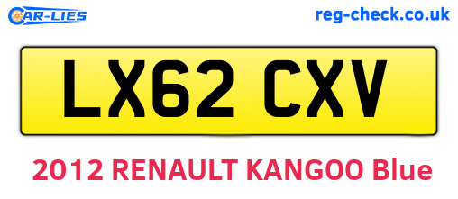 LX62CXV are the vehicle registration plates.