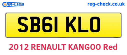 SB61KLO are the vehicle registration plates.