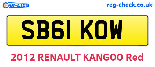 SB61KOW are the vehicle registration plates.