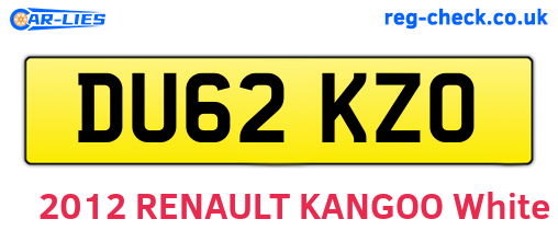 DU62KZO are the vehicle registration plates.