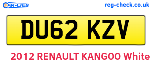 DU62KZV are the vehicle registration plates.