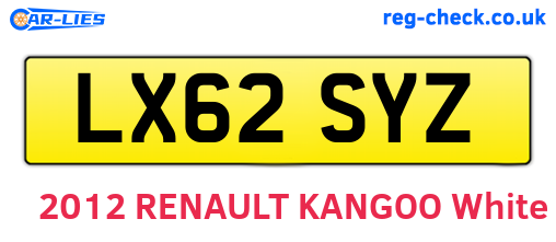 LX62SYZ are the vehicle registration plates.