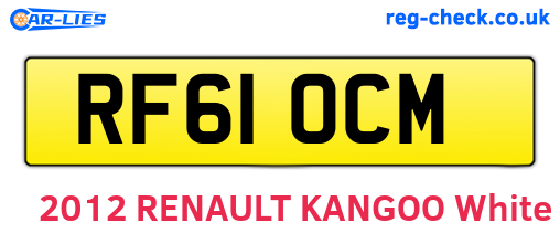 RF61OCM are the vehicle registration plates.