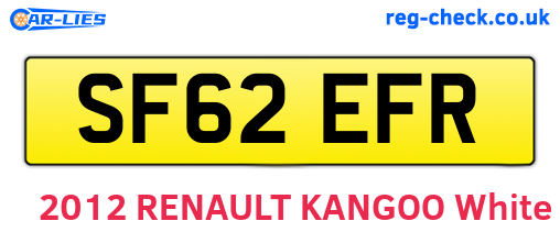 SF62EFR are the vehicle registration plates.