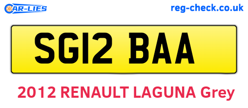 SG12BAA are the vehicle registration plates.