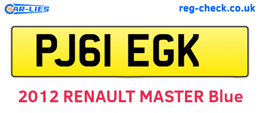 PJ61EGK are the vehicle registration plates.