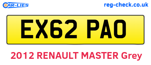 EX62PAO are the vehicle registration plates.