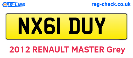 NX61DUY are the vehicle registration plates.
