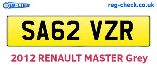 SA62VZR are the vehicle registration plates.