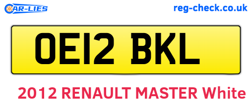OE12BKL are the vehicle registration plates.