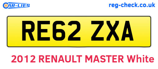 RE62ZXA are the vehicle registration plates.