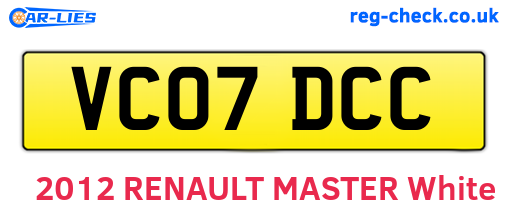 VC07DCC are the vehicle registration plates.