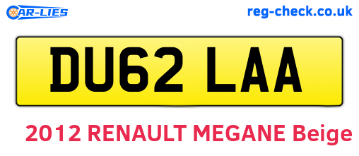 DU62LAA are the vehicle registration plates.