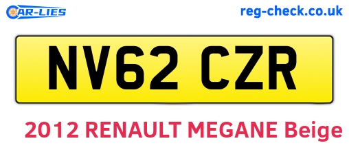 NV62CZR are the vehicle registration plates.