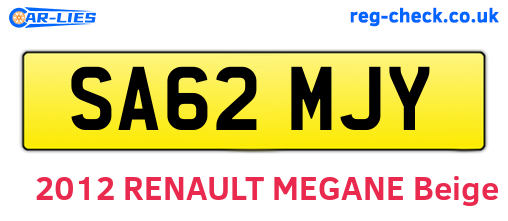 SA62MJY are the vehicle registration plates.